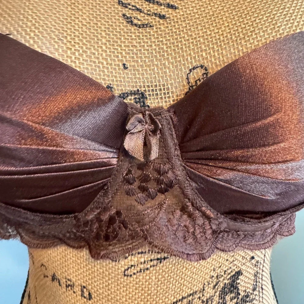 Carnival Lingerie Satin Lace Underwire Bra Brown Style R108 36B